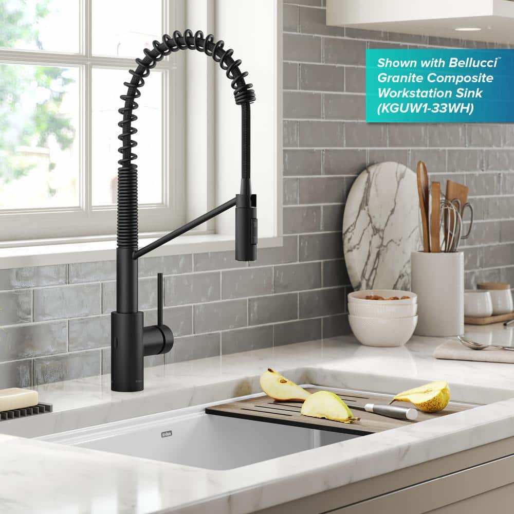 Matte Black Touchless Pull-Down Kitchen Faucet with Spray