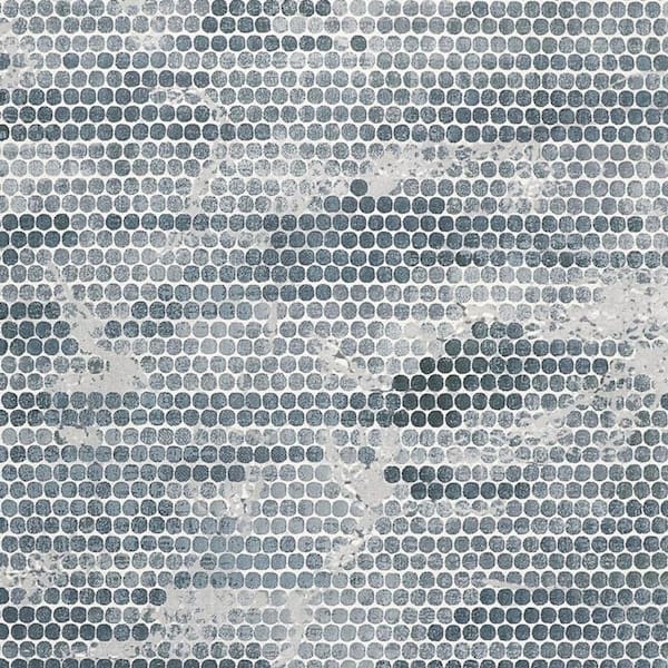 2 ft. x 8 ft. Blue, Gray Polka Dot Area Rug