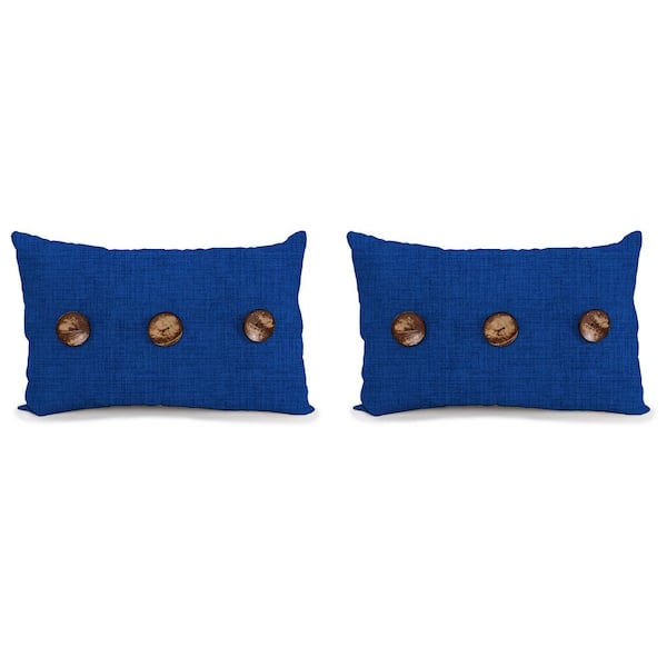 Jordan Manufacturing 13 in. L x 20 in. W x 6 in. T Rectangular Outdoor Lumbar Pillow in Zayne Wetland (2-Pack)