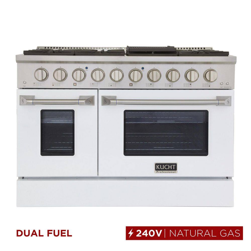 48 in. 6.7 cu. ft. Double Oven Dual Fuel Range with Gas Stove and Electric Oven in. White price history on PriceWatchPro