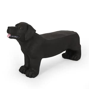 Romer 31.50 in. 1-Person Matte Black Labrador Dog Stone Outdoor Patio Bench