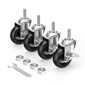 3 in. L Black Locking Swivel Caster Wheels with 5/16 in. -18 x 1.5 in. Threaded Stem and 600 lbs. Load Rating (4-Pack)