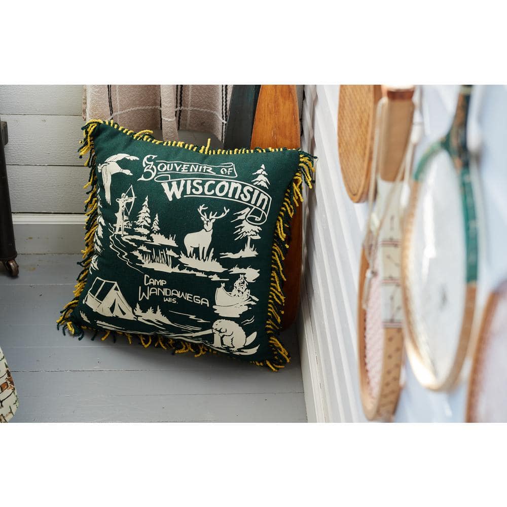 Green Souvenir 20 in. Square Throw Pillow