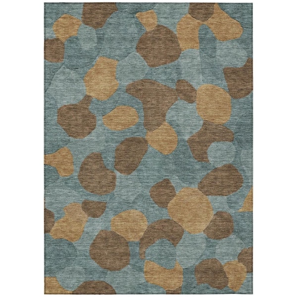 Chantille Machine Washable Indoor/Outdoor Abstract ACN3030 Teal 8 ft. x 10 ft. Area Rug