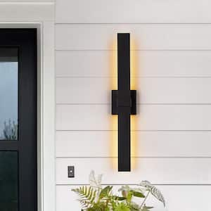 27.17 in. 1-Light Matte Black Modern Linear Integrated LED Indoor/Outdoor Wall Light