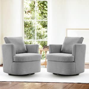 32 in. W Grey Chenille Swivel Accent Barrel Chair Upholstered Armchair Comfy Sofa Chair 360°Club Chair