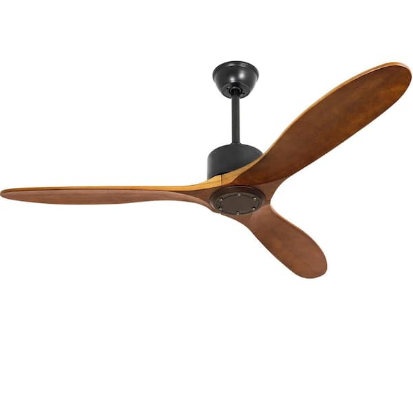 Depuley 52 in. Indoor Brown Non-Lighted Ceiling Fan with Remote Control, Solid Rubber Wood Ceiling Fan