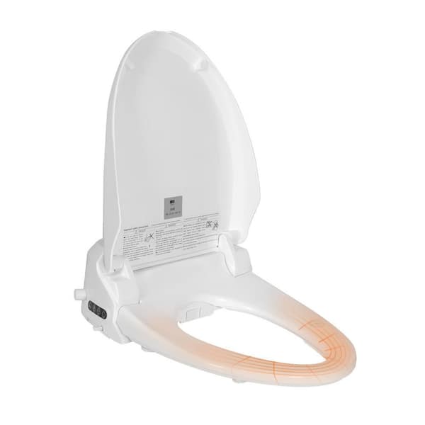 Smart Electric Bidet Seat for Elongated Toilet in White with Remote Control, Heated Seat, Deodorizer and Nightlight