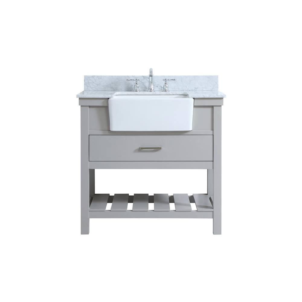 Timeless Home 36 in. W x 22 in. D x 34.13 in. H Bath Vanity in Grey with Ca