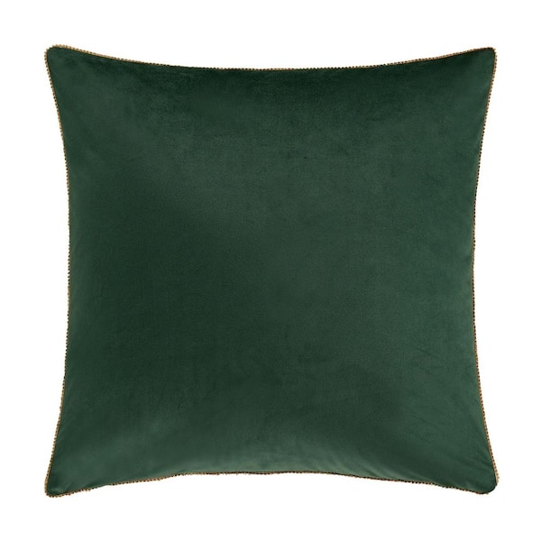Unbranded Nicholas Evergreen Polyester 18 in. Square Embellished Decorative 18 in. x 18 in. Throw Pillow