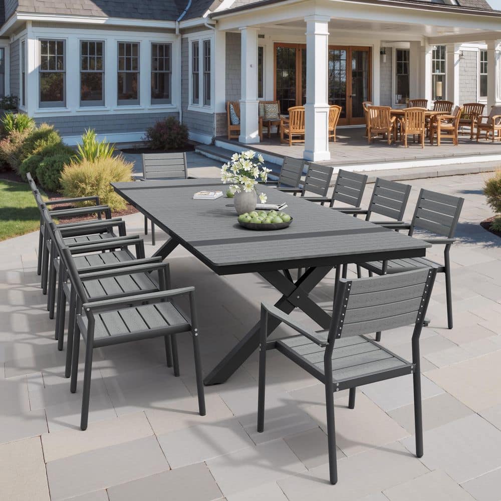 Stackable Armchair Modern Aluminum Patio Outdoor Dining Chair in Dark Gray (6-Pack) price history on PriceWatchPro
