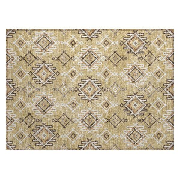Chantille Machine Washable Indoor/Outdoor Abstract ACN3042 Gold 3 ft. x 4 ft. Area Rug