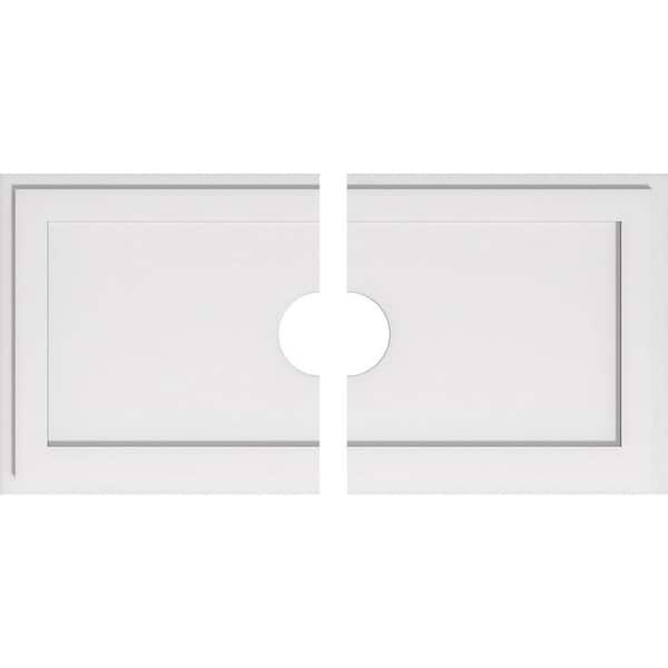 Ekena Millwork 38 in. W x 19 in. H x 5 in. ID x 1 in. P Rectangle Architectural Grade PVC Contemporary Ceiling Medallion (2-Piece)