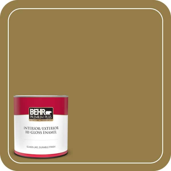 BEHR PREMIUM PLUS 1 qt. #360F-6 Raked Leaves Hi-Gloss Enamel Interior/Exterior Paint & Primer