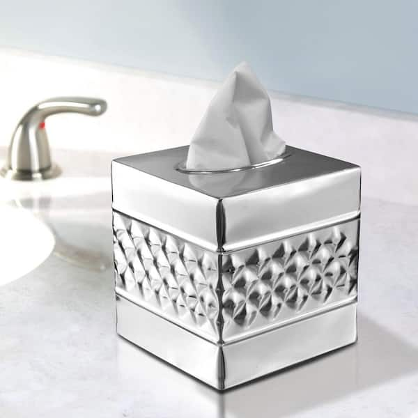 Polished nickel shop tissue box cover