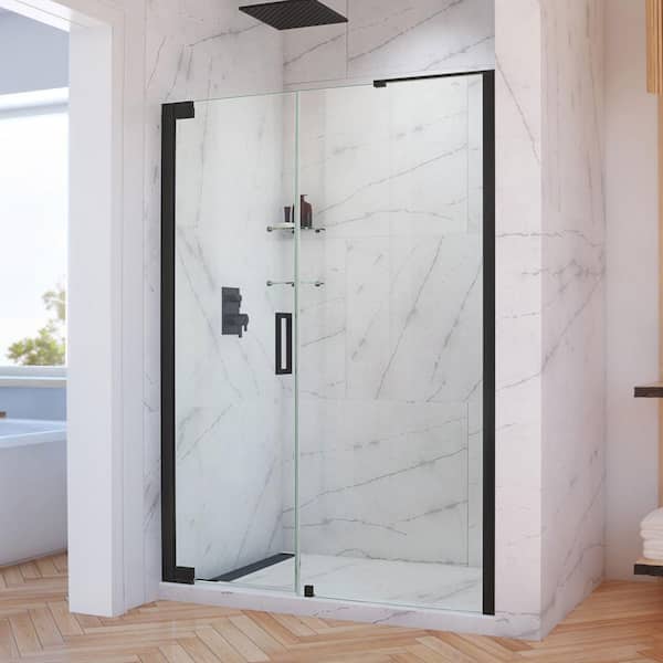 DreamLine Elegance-LS 60-1/4 in. to 62-1/4 in. W x 72 in. H Frameless Pivot Shower Door in Matte Black