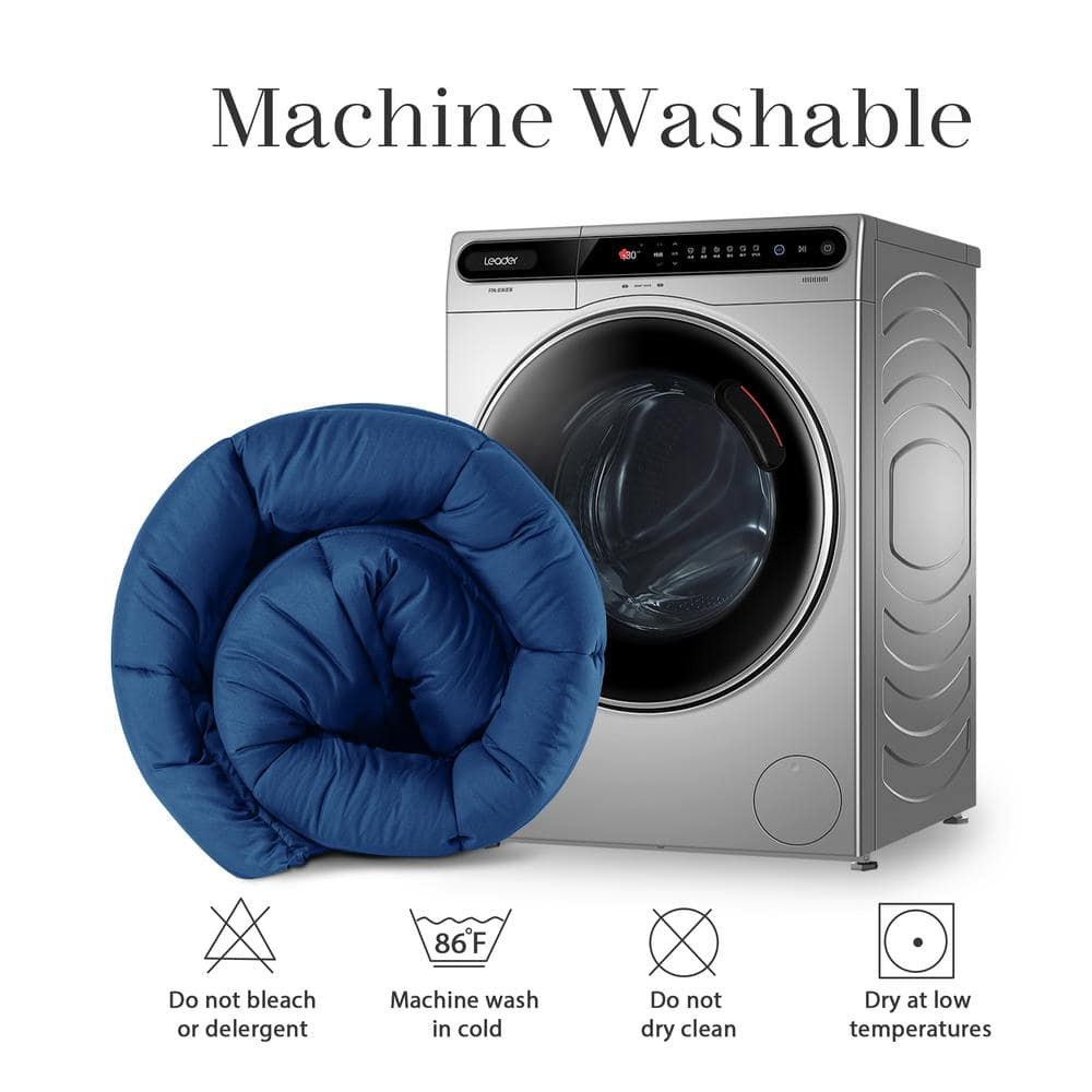 Full Navy Reversible Microfiber Comforter with Corner Tabs