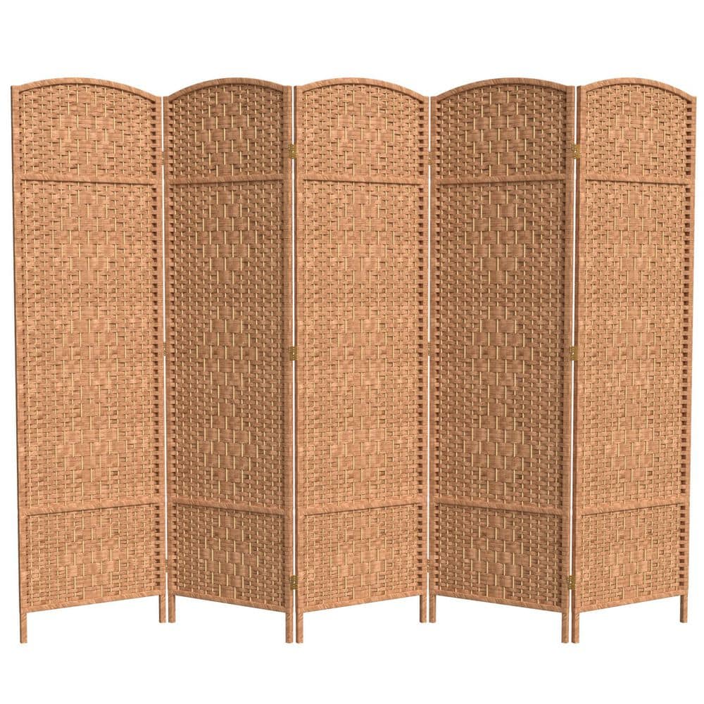 Natural Woven Plant Fiber 6-Panel Room Divider