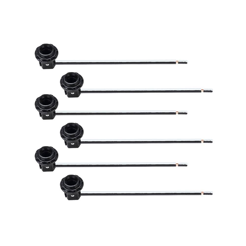 Black Steel Candelabra Base Socket Kit with Leads (6-Pack)