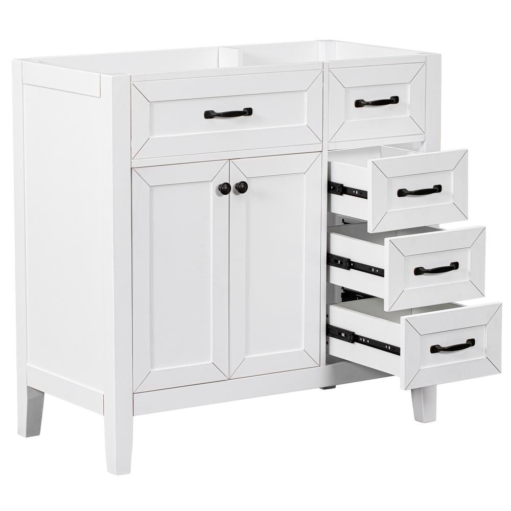 35.5 in. W x 17.7 in. D x 35 in. H Bathroom White Linen Cabinet