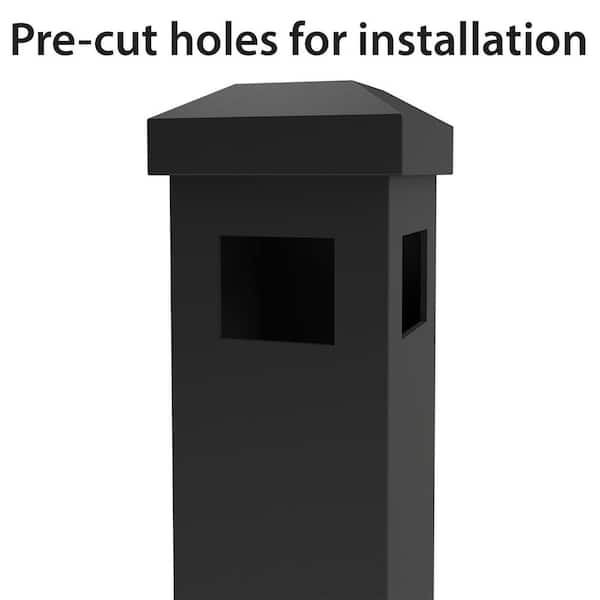 FORGERIGHT Vinings 2 in. x 2 in. x 7 ft. Black Aluminum Fence Corner Post with Flat Cap
