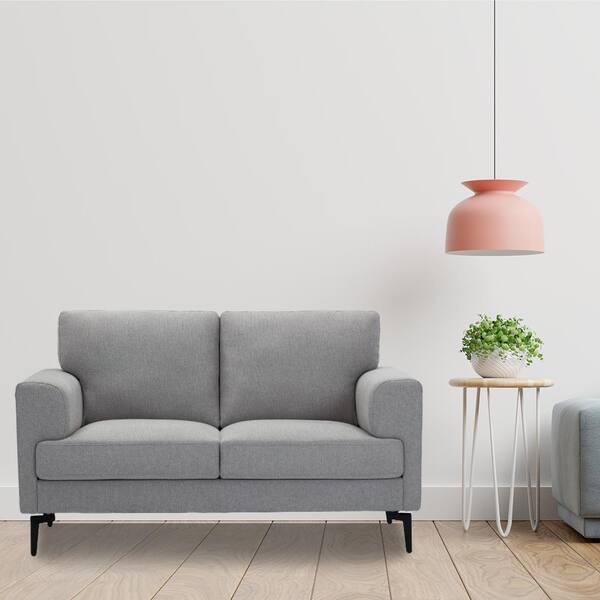 Acme Furniture Kyrene 61 in. Light Gray Solid Linen 2 Loveseats with