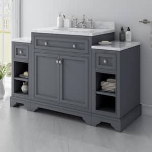Mornington 54 in. W x 21 in. D x 38 in. H Single Bath Vanity in Gray with Marble Vanity Top in White with White Sink