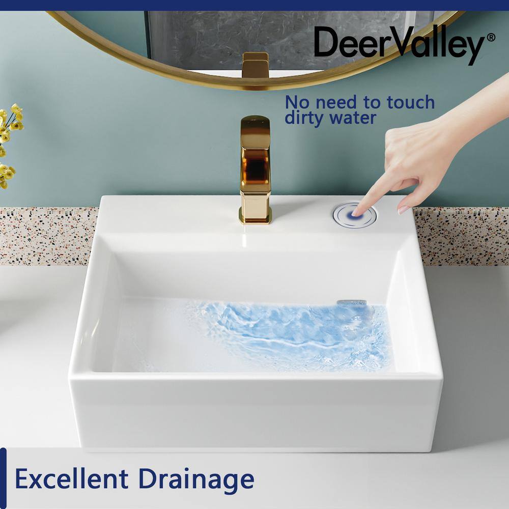 20.5'' White Ceramic Rectangular Vessel Bathroom Sink