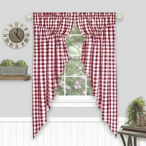 Buffalo Check 72 in. W x 63 in. L Polyester/Cotton Light Filtering Window Panel in Burgundy