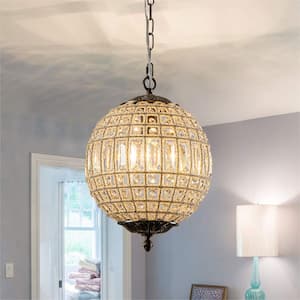 Allenglade 1-Light Unique Antique Bronze Globe Chandelier with Crystal Accents