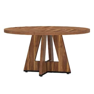 Moronia 47.25 in. Round Conference Table for 4 People, Small Walnut Business Meeting Table Desk for Office