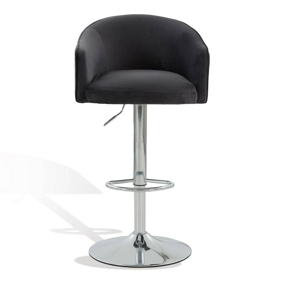 Ellsworth Adjustable 37.4 in. Dark gray Metal Barstool with Velvet