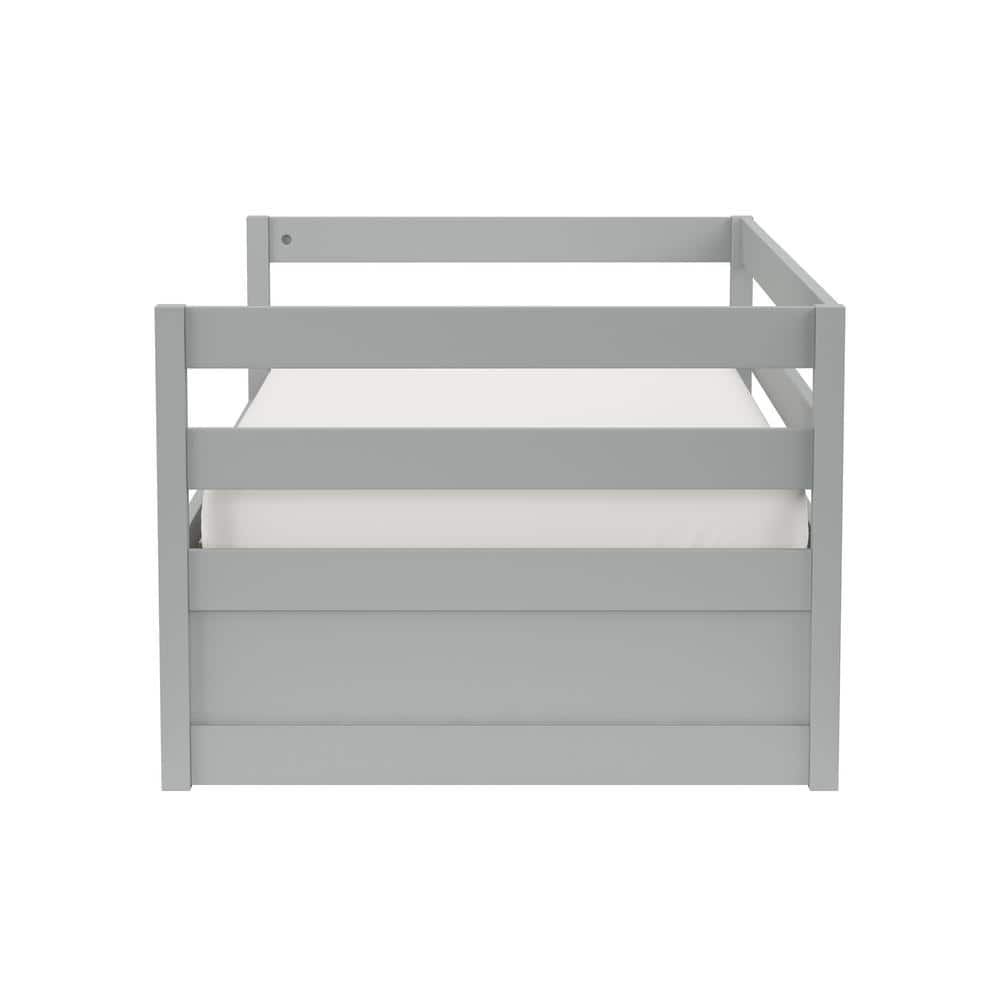 Gray Twin Pine Wood Daybed with Trundle and Slats