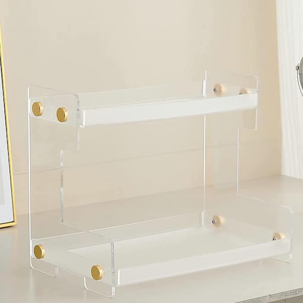 D) Kitchen Organizer for Countertop Clear Glass Straw Holder with Chr