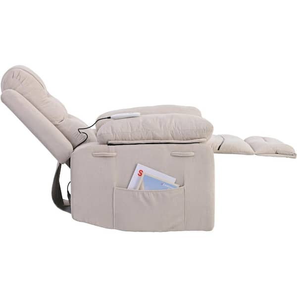 Beige Massage Recliner, Power Lift Chair for Elderly with Adjustable Massage and Heating Function