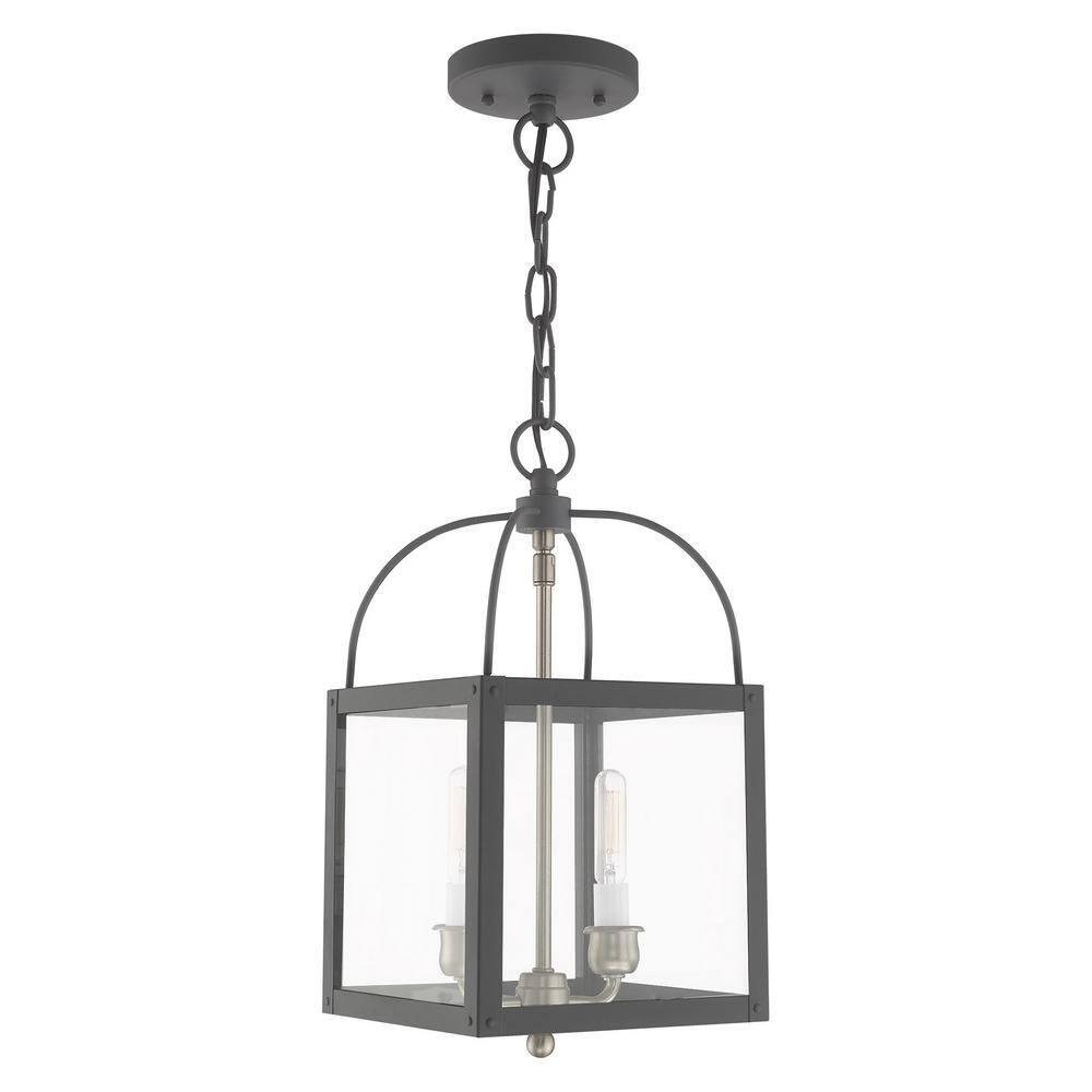 Scandinavian Gray Brass and Glass 2-Light Mini Pendant