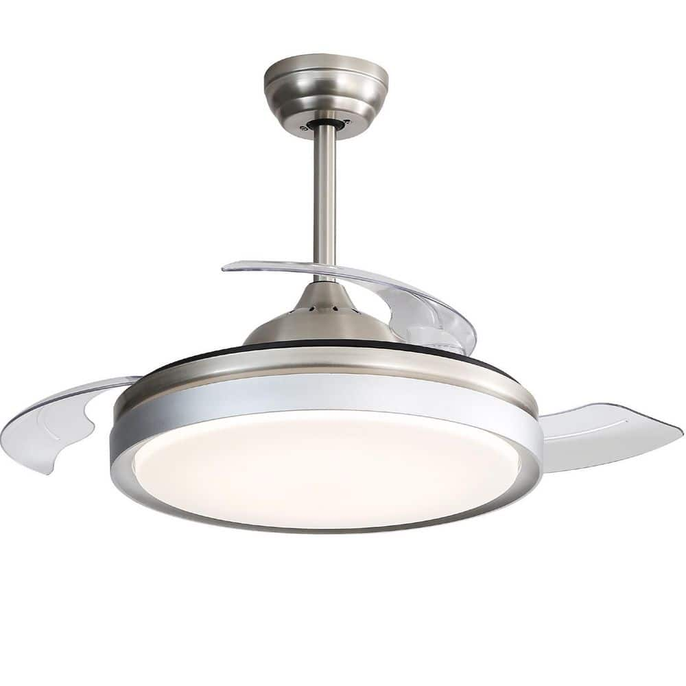 Sofucor 42 in. LED Indoor/Outdoor Brushed Nickel Retractable Ceiling ...