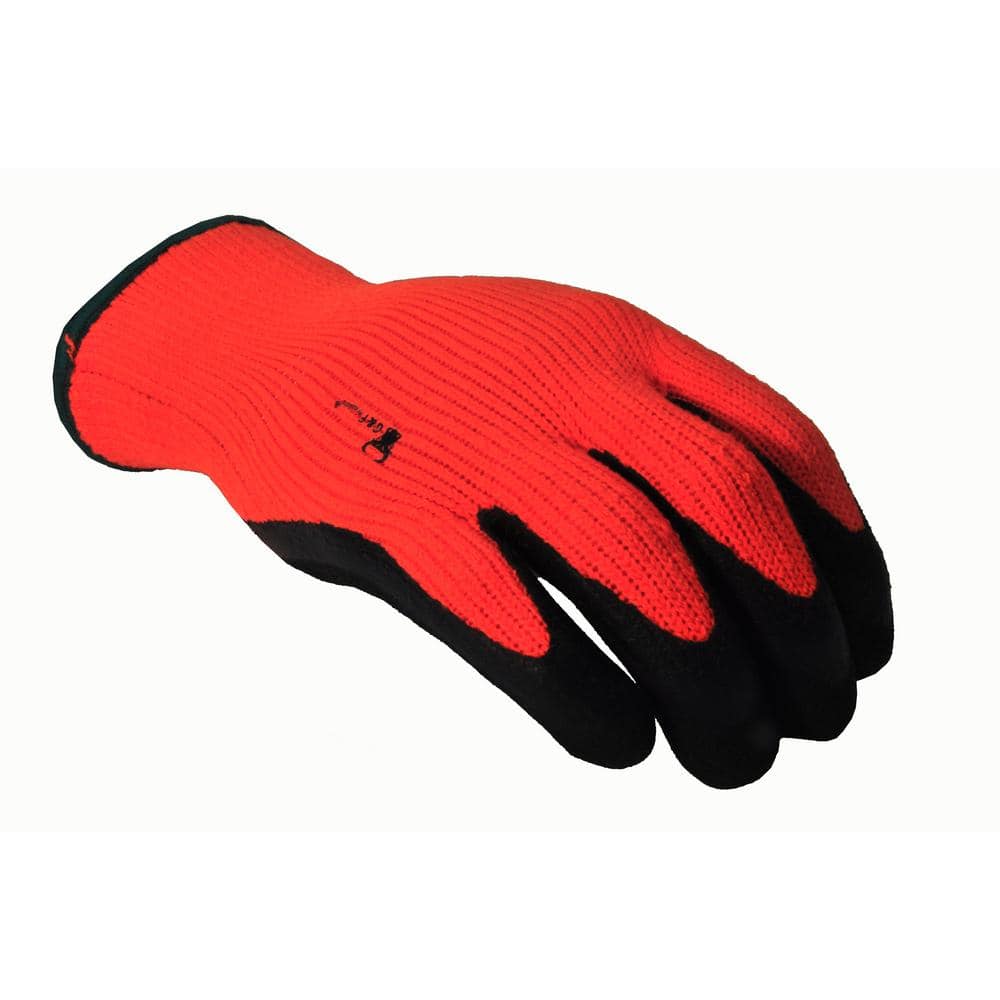 G & F Products Winter Grip Large Master Heavy Textured High Visibility  Latex Coated Gloves 1528L - The Home Depot