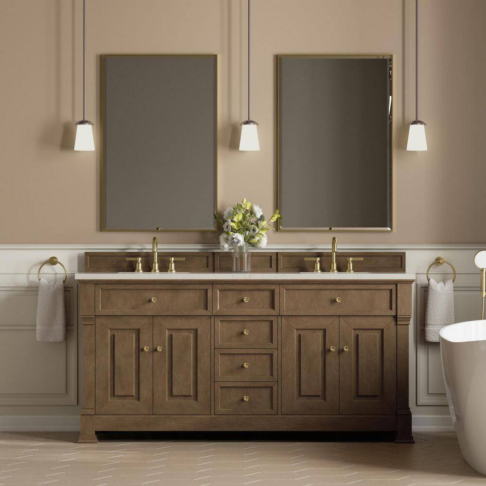 Brookfield 72.0 in. Double Bath Vanity in Pecan with Siberian Wireless Charging Quartz Top price history on PriceWatchPro