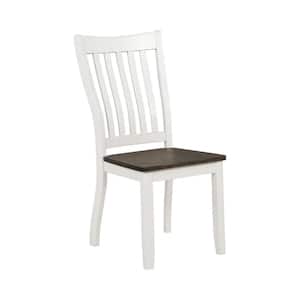 White and Brown Wooden Slatted Back Dining Chair (Set of 2)