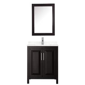 Daria 30 in.W x 22 in.D Single Vanity in Dark Espresso w/Cultured Marble Vanity Top in LightVein Carrara w/Basin&Med Cab