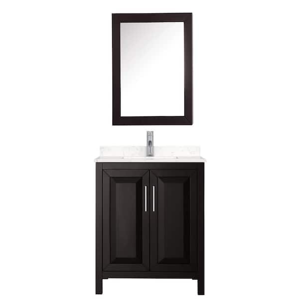Wyndham Collection Daria 30 in.W x 22 in.D Single Vanity in Dark Espresso w/Cultured Marble Vanity Top in LightVein Carrara w/Basin&Med Cab