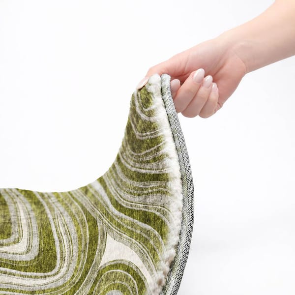 Dream Shag Premium Machine Washable Abstract ADS756 Olive 9 ft. x 12 ft. Area Rug