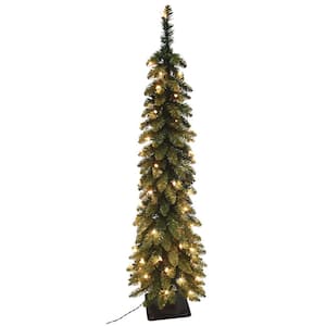 6 ft. Pre- Lit Pencil Slim Artificial Christmas Tree with 150 UL Lights