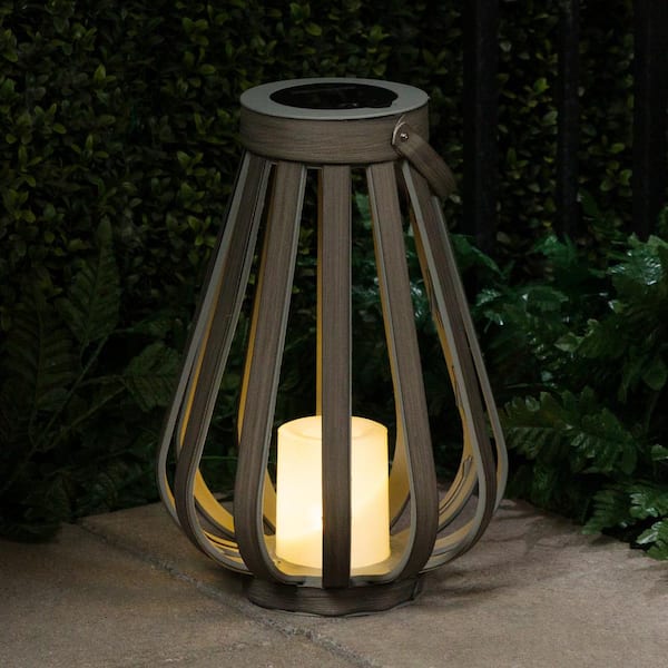 Alpine Corporation Gray Outdoor Solar Lantern with Warm Alpine Corporation Gray Outdoor Solar Lantern with Warm