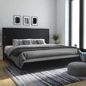 Jessie Black Faux Leather Upholstered King Bed