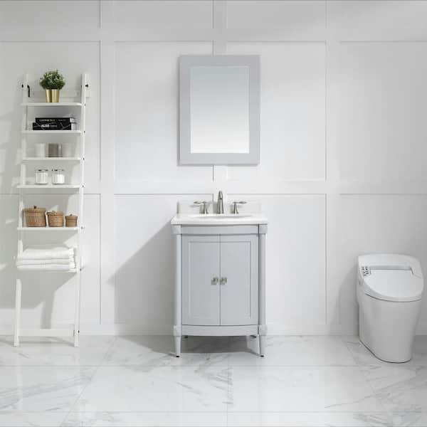 Parkcrest 42 in. W x 22 in. D Bath vanity in Dove Grey with Marble Vanity Top in White with White Sink