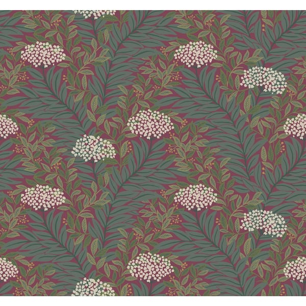 RIFLE PAPER CO. Highgrove Burgundy Purple Metallic Non-Pasted Wallpaper