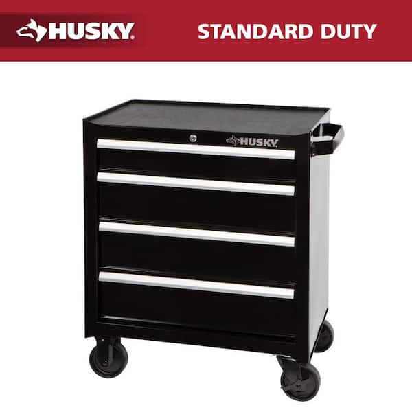 26.5 in. W x 18 in. D Standard Duty 4-Drawer Rolling Tool Cabinet in Gloss Black