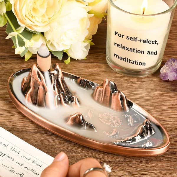 Afoxsos Metal Zinc Alloy Incense Waterfall Fountain Holder with